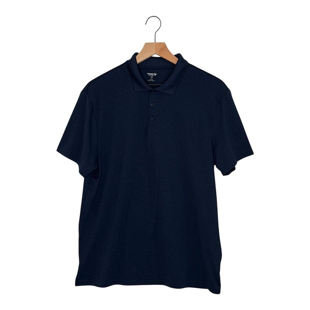 Old Navy Men's Polo Shirt Large Short Sleeve Navy Blue Active Moisture-Wicking
